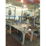 Heavy Duty Steel Work Table/ Bench With Heavy Duty 4" in. Bench Vise & Overhead Fluorescent