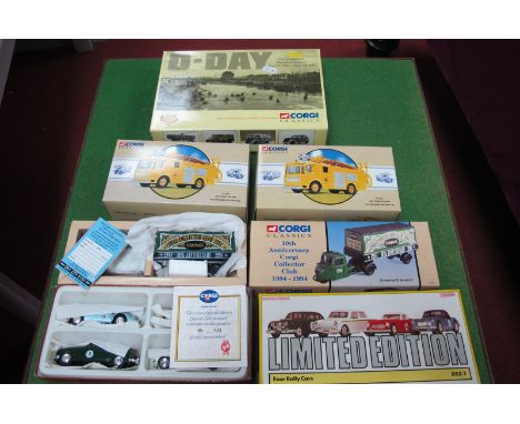 Two Corgi Classic, No 97360 Rotherham Fire Brigade, Corgi 4 Rally Cars, Corgi D-Day set and 1994 collectors club scammell, al