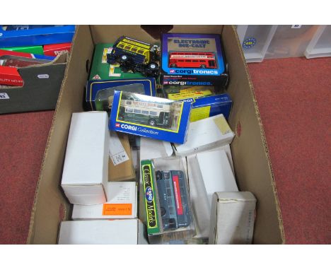 A Quantity of Mainly Corgi Buses and Similar Items, often in Mailaway boxes.