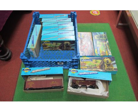 Twelve 'HO' Scale American Outline Eight Wheel Freight Cars, by Athearn, all made up, boxed, playworn.