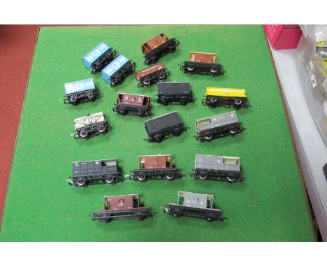 Over Fifteen 'OO' Scale Four Wheel Railway Wagons, by Hornby and others, all playworn.