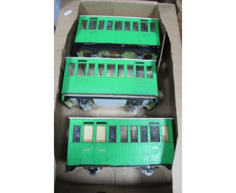 Three Wooden Scratchbuilt G Scale Narrow Gauge Coaches, in need of some restoration.