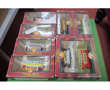 Eight Corgi Tramlines, all different, boxed.