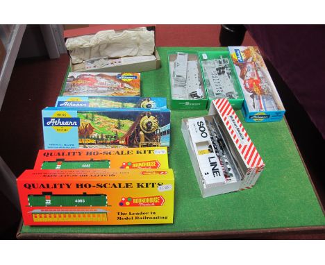 Ten Various 'HO' Scale American Outline Rolling Stock Kits, by Athearn, Roundhouse and others, appear unstarted, unchecked, b