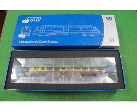 A 'OO' Scale GWR Streamlined Diesel Railcar by Dapol, playworn, poorly weathered, boxed.