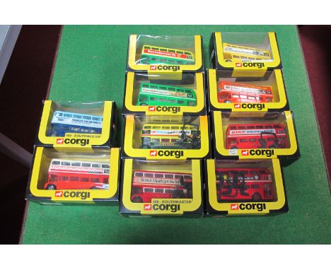 Ten 1980's Corgi Routemasters, all boxed, including 'Beatties'.