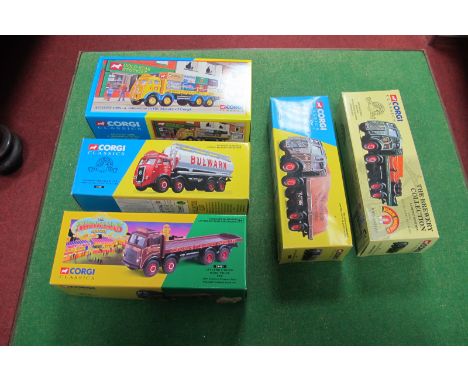 Five Corgi Classic Commercials, No 27301, 09701, 24401, 09801 and August 1995 'A Milestone in Corgi History', all boxed.