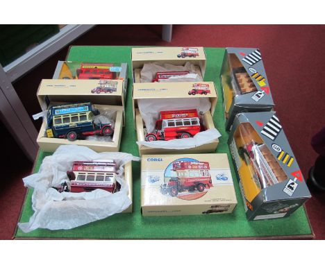 Seven Corgi Thornycroft Buses, all boxed.