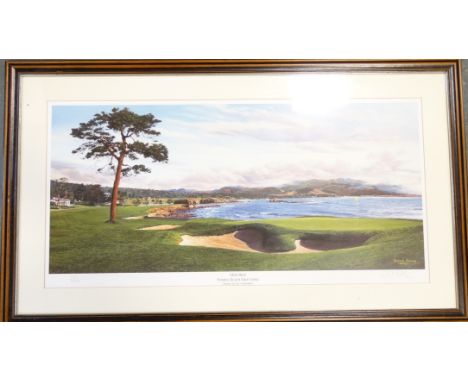 Richard Chorley Ltd Ed 282/2500 print 18th at Pebble Beach Golf Course 