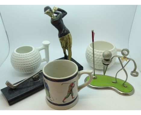 Golf 3 desk items & 3 mugs 