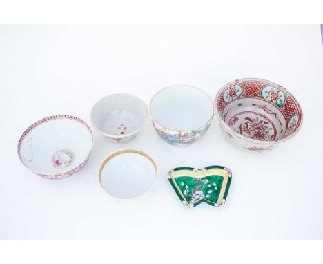 A Zhang Zhou bowl, 18th/19th century, typically decorated with flowers and diaper; a famille rose bowl, finely enamelled and 