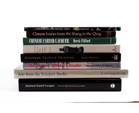 Eight Chinese and Japanese art reference books, comprising Chinese Ivories from the Shang to the Qing - Oriental Ceramic Soci
