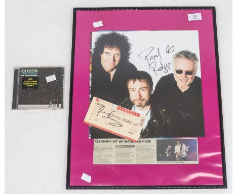 Queen + Paul Rodgers The Cosmos Rocks Tour 10.10.2008 framed programme, signed by Paul Rodgers, and the concert ticket signed