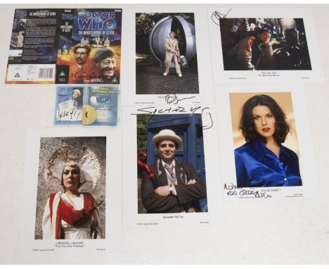 DOCTOR WHO Signed photos / trading card and others.The Seventh Doctor Sylvester McCoy signed trading card A4. Lot of 10 Defin