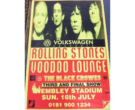 A large Rolling Stones Voodoo Lounge Tour Poster for Wembley Stadium 16 th July. With The Black Crowes as support sponsered b