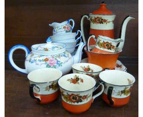 A Wedgwood & Co. Richelieu pattern four setting coffee service and an Aynsley B944 pattern tea for two teaset