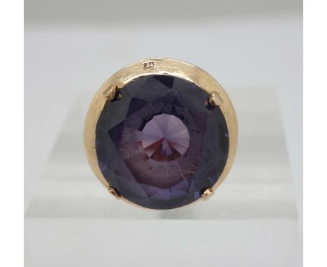 A yellow metal set Alexandrite ring, with Cairo mark, weight 5.6g, size K