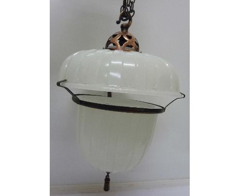 A glass ceiling light fitting