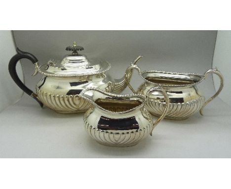 A three piece plated tea service
