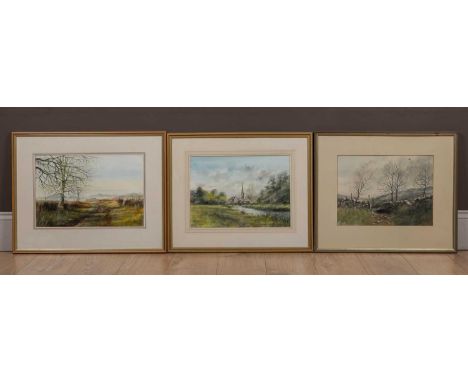 To include 'Burford from The Windrush', signed lower left 'K J Messer'; and two further rural scenes, signed lower right 'K J