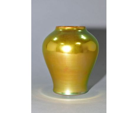 A ZSOLNAY PECS IRIDESCENT BALUSTER SHAPED VASE, printed marks to the base, height approximately 14cm (Condition Report:- no o