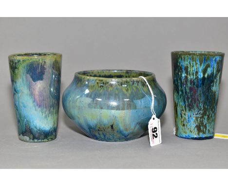 ALPHONSE CYTERE (FRANCE 1861-1941) for Ramberville Pottery, comprising an iridescent drip glaze bowl, impressed marks to base