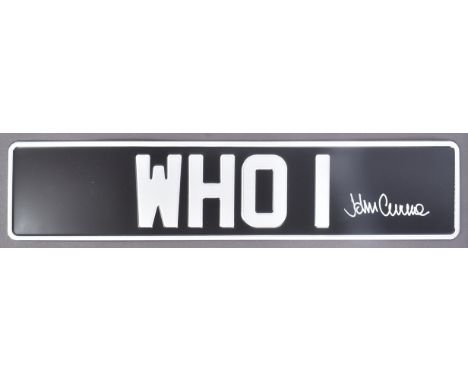 Doctor Who (TV Series) - John Levene (Sgt Benton) - autographed 1/1 scale prop replica number plate from Bessie (Dr Who's veh