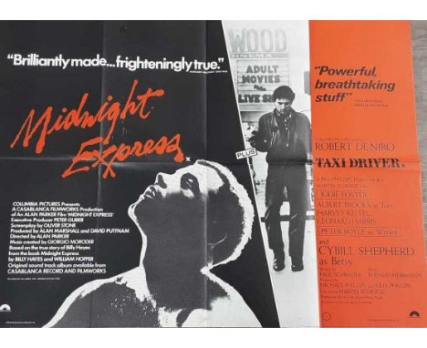 MIDNIGHT EXPRESS AND TAXI DRIVER, DOUBLE BILL QUAD POSTER, 1978 AND 1976 Columbia Pictures Industries Inc., folded76cm x 101c