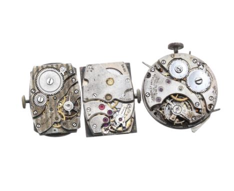 Three interesting vintage wristwatch movements with dials (3)