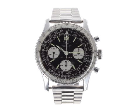 Breitling Navitimer chronograph stainless steel gentleman's wristwatch, ref. 806, circa 1964, serial no. 1012xxx, circular bl
