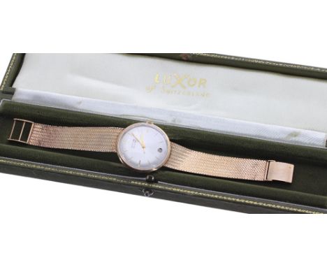 Invicta 9ct gentleman's bracelet watch, Birmingham 1967, circular silvered dial with baton markers, centre seconds and date a