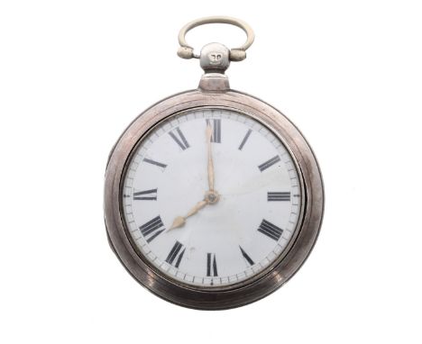 Victorian silver fusee verge pair cased pocket watch, London 1858, the movement signed Thos Evans, Newcastle Emlyn, no. 40015