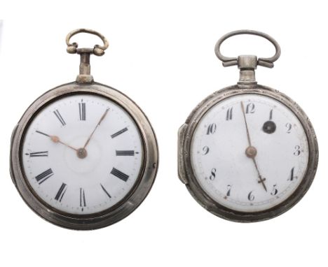 Continental white metal fusee verge pocket watch, unsigned movement with pierced balance bridge, gilt three arm balance, silv