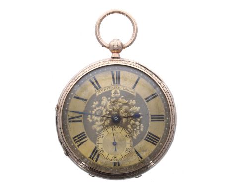 John Forrest large 9ct fusee lever pocket watch, Chester 1911, no. 60822, signed foliate engraved and engine turned dial with