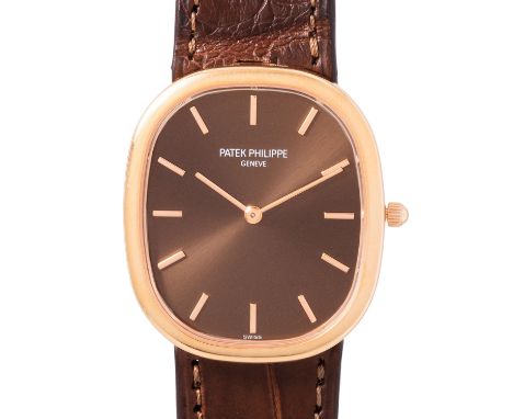 PATEK PHILIPPE seltene Ellipse d'Or Jumbo "Brun Soleil" Herrenuhr, Ref. 3738/100R-001. Full Set 2009. Roségold 18K. Automatic