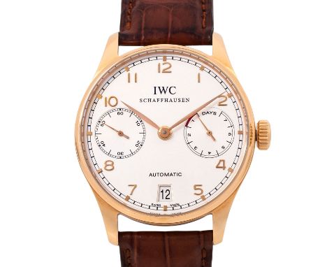IWC Portugieser "7 Days" Herrenuhr, Ref. IW500101. Full Set 2008. Roségold 18K. Automatic-Werk, Kaliber IWC 51011, sehr gute 
