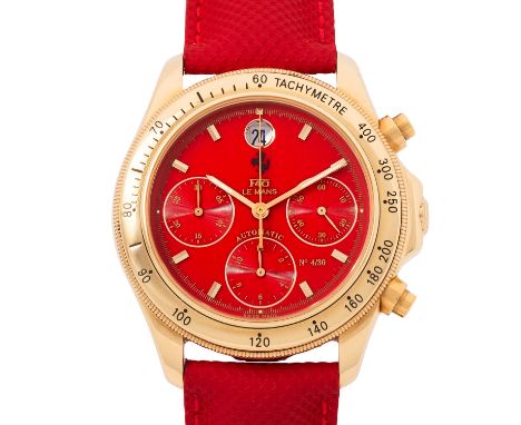 FERRARI "F40 Le Mans / Competizione" Chronograph, sehr seltene Herrenuhr. Limitiert 30 Stück. Gelbgold 18K, limitiert auf  30