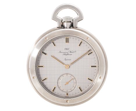 IWC Schaffhausen seltene "Ingenieur SL" offene Taschenuhr, Ref. 5215. NOS 1994. Edelstahl. Handaufzug-Werk Kal. 9520, sehr gu