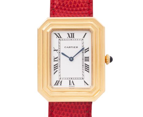 CARTIER Vintage Cristallor "Jumbo" sehr seltene Herrenuhr, Ref. 78096. Ca. 1980er Jahre. Gelbgold 18K. Nur ca. 1.000 Stück pr