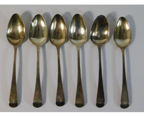 A set of six Georgian 1813 London silver tea spoons by George Day, 81.2g