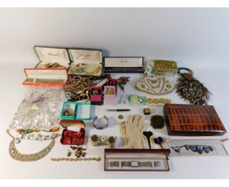 A quantity of costume jewellery &amp; fashion items including a ladies Spaliu sterling silver watch