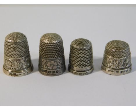 Four silver thimbles, one a/f, two by Charles Horner, 15.1g