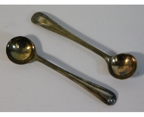 A pair of Edwardian 1903 Sheffield silver salt spoons by W. S Savage &amp; Co. 16.3g