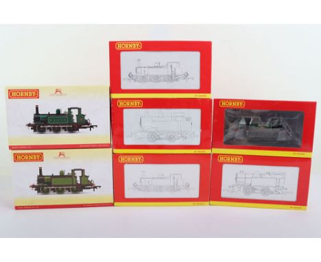 Seven Hornby 00 gauge tank engines, five Terrier 0-6-0 engines R3248 K&E.S.R, R3846 L.S.W.R 735, R3782 S.E&C.R 751, R2406 L.B