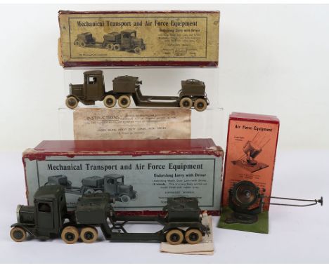 Britains two boxed sets 1641, Heavy Duty underslung lorry, 1938-40, both with square noses and drivers, khaki with white trea