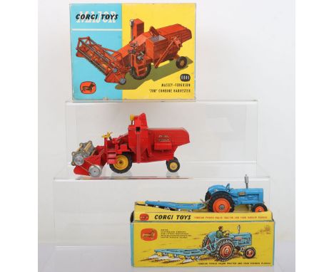 Corgi Toys Gift Set No 13 Fordson Power Major Tractor and four Furrow Plough, 60 Fordson Power Major Tractor and 61 Four Furr