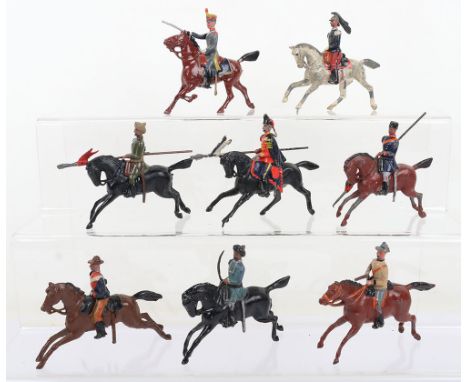 Britains eight Cavalry troopers, from set 49 south Australian Lancers officer with sword rare first version on rocking horse,