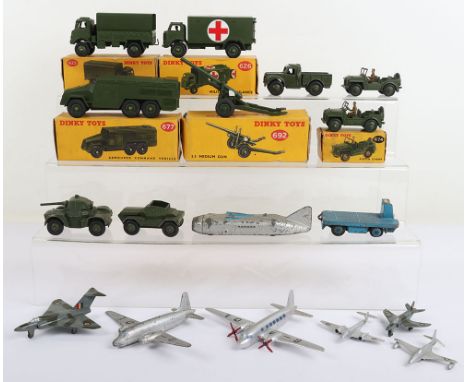 Five Boxed Vintage Dinky Military Toys, including: 623 Army Covered Wagon, 626 Military Ambulance, 674 Austin Champ, 677 Armo