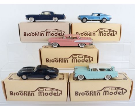 Five Brooklin Scale cast  metal Automobiles 1/43 scale, No.11 Lincoln Continental Mk.II, metallic dark blue, BRK.21 Chevrolet