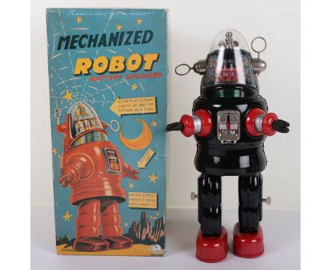 Osaka Japanese Tinplate Battery Operated Mechanised Robot 1990's Limited edition, opening battery compartment to each leg, pi
